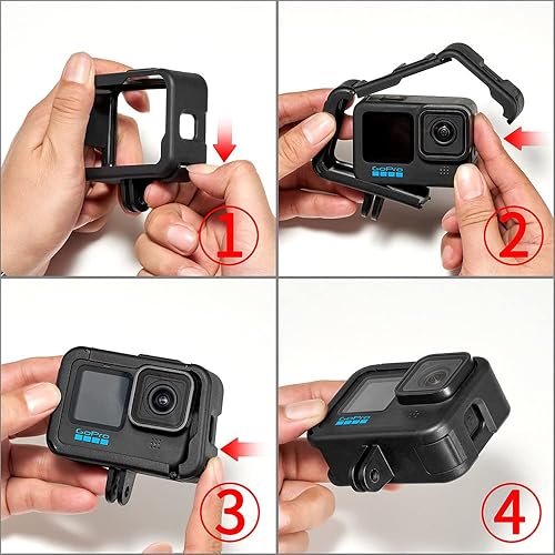 Miniatura 6 de Marco de esqueleto para GoPro Hero 12 11 10 9 Monturas de cámara Los marcos compatibles con Go Pro Hero11 Hero10 Hero12 Carcasa negra Jaula Holder