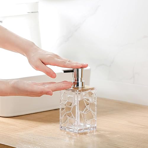 Miniatura 3 de Juego de accesorios de baño de acrílico transparente de 4 piezas, incluye dispensador de jabón, soporte para cepillos de dientes, caja de hisopos de