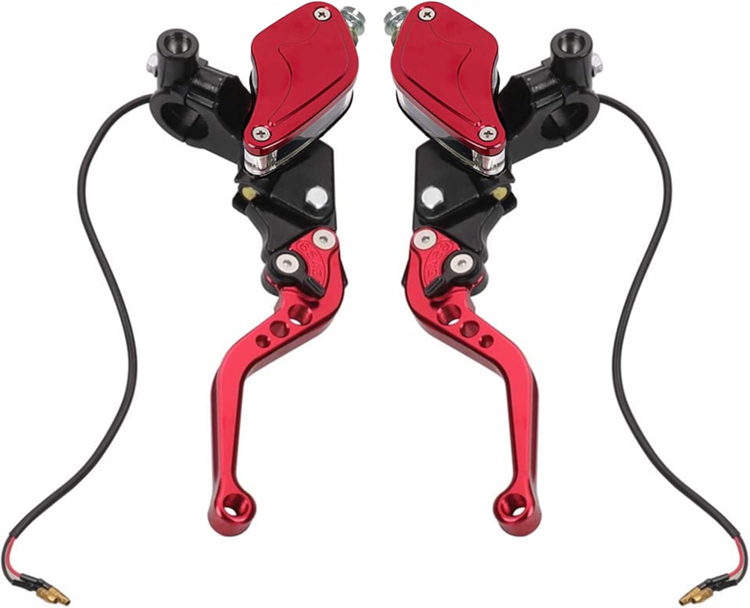 Motorcycle Brake Clutch Pump Lever with Dual Hydraulic Master Cylinder Reservoir Set 7/8" 22mm Piston Universal CNC Compatible with Honda Yamaha Kawasaki Suzuki (Blue)