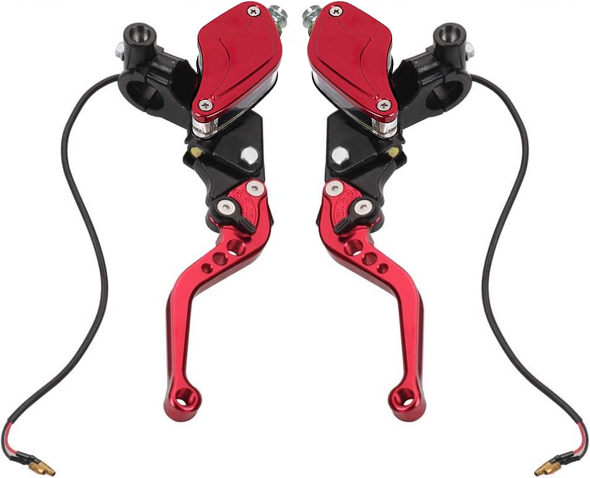 - Motorcycle Brake Clutch Pump Lever with Dual Hydraulic Master Cylinder Reservoir Set 7/8" 22mm Piston Universal CNC Compatible with Honda Yamaha Kawasaki Suzuki (Red)