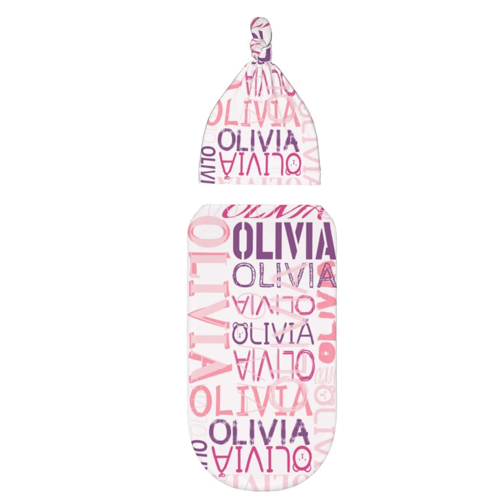 WTCWY Custom Baby Blankets for Girls Boys Personalized Baby Swaddle and Hat for Newborn Baby Girl Boy with Name Personalized Custom Baby Blankets Personalized Baby Items Girl Gifts