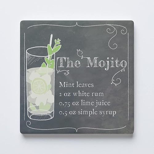 Miniatura 1 de Mojito - Posavasos para recetas de bebidas, decoración del hogar, posavasos de cerámica individual, portavasos cuadrado individual de 4 pulgadas,