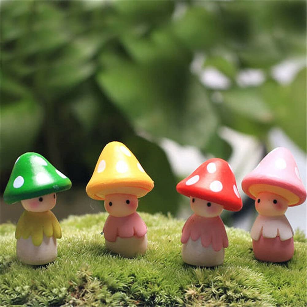 ausuky DIY Mini Miniature Fairy Garden Ornament Decor Pot Craft Dollhouse Accessories Craft (2pcs Mushroom)
