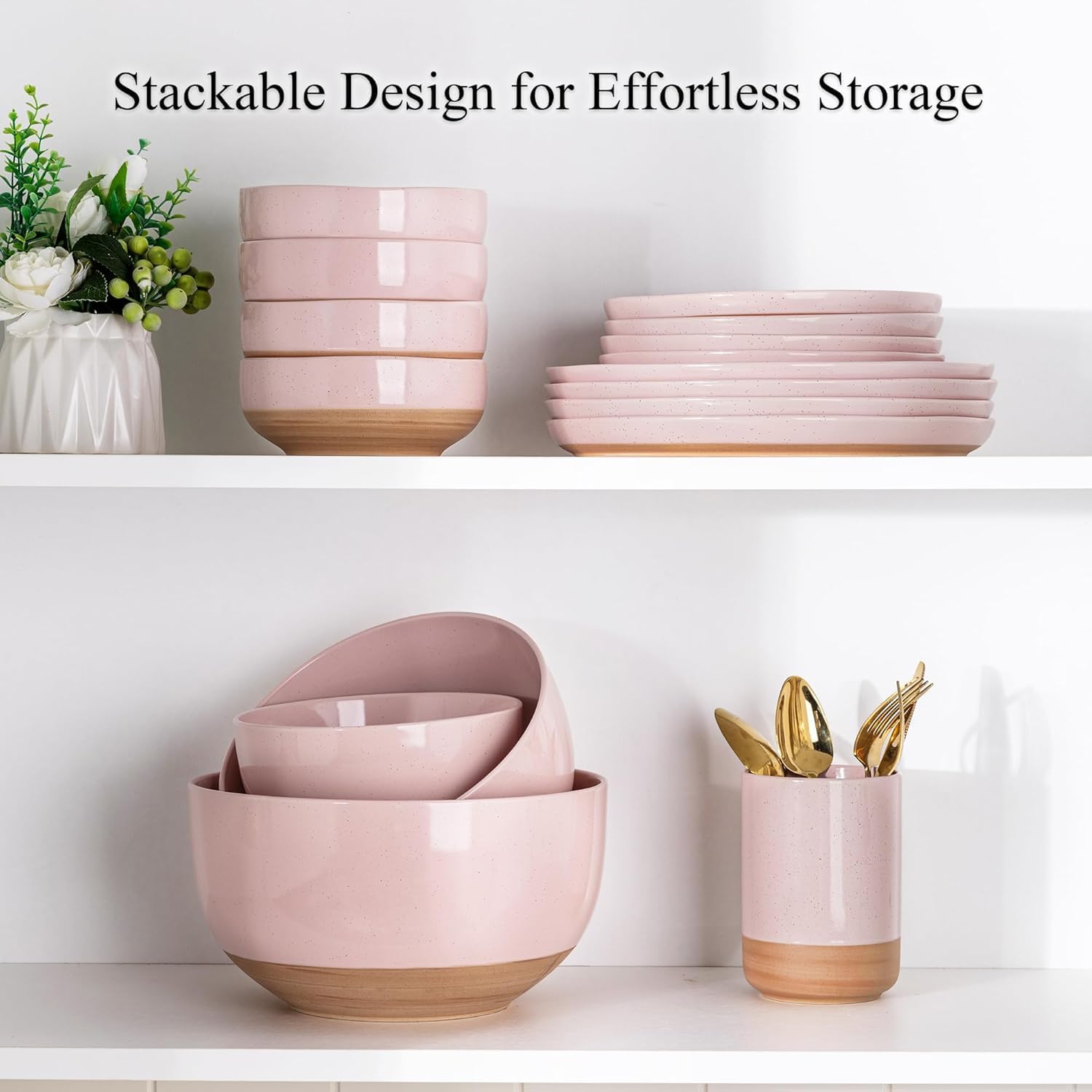 AmorArc 9.8’’ Ceramic Serving Bowls, 90 OZ Extra Large Salad Bowls Set of 2, Stoneware Oversized Bowls with Rustic Terracotta Underside for Salad, Soup and Dinner. Large Bowls for Entertaining &Gift