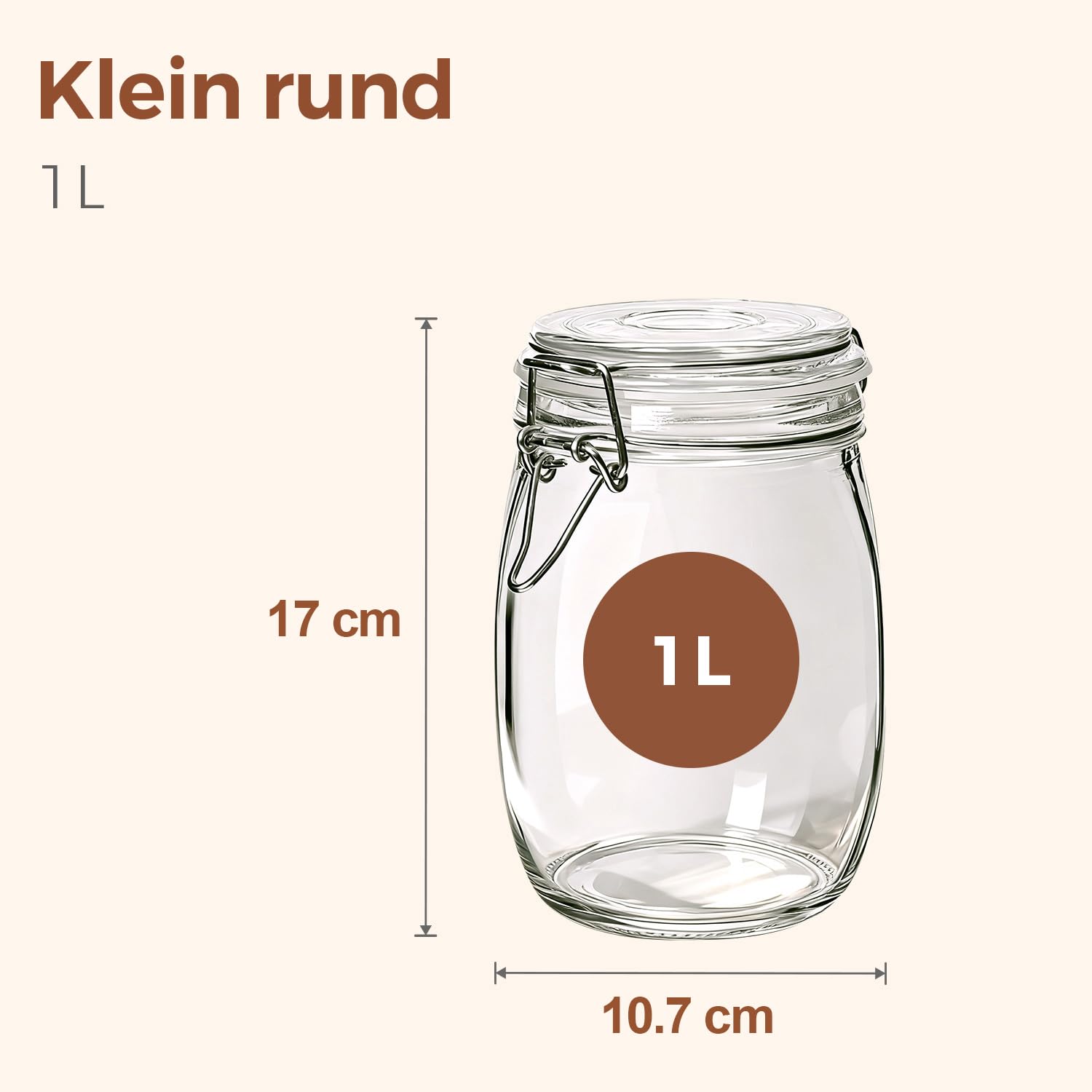 MuciHom - Barattoli ermetici per alimenti, in vetro borosilicato senza BPA, con coperchio in bambù, contenitore cilindrico per cereali con guarnizione Medium 34oz Round - 3 Sets