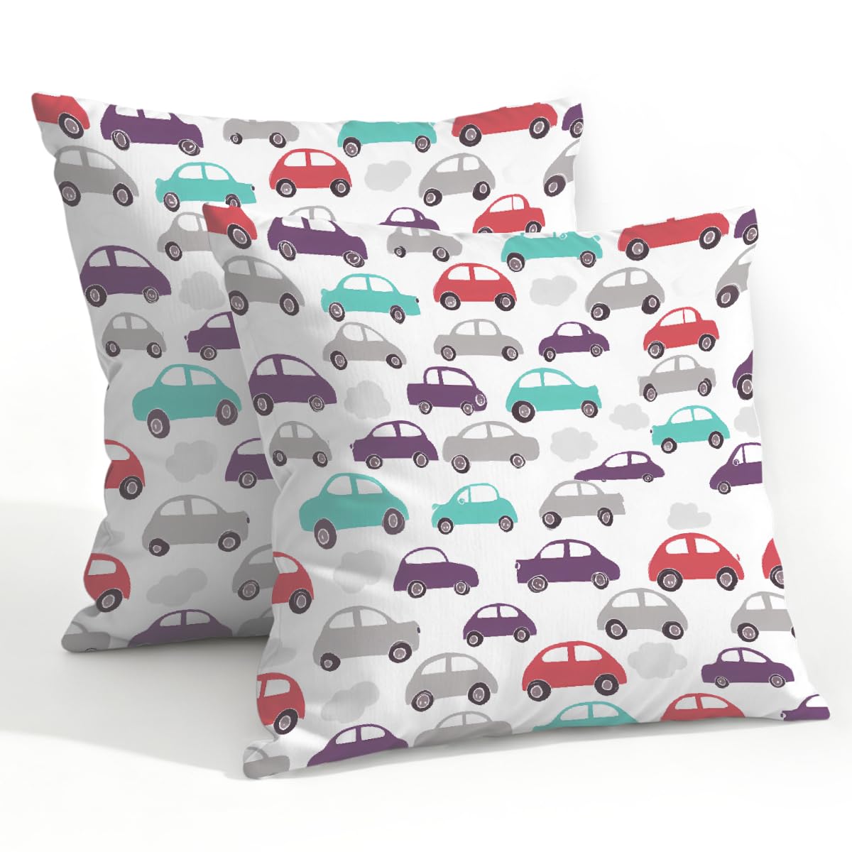 Outdoor Pillow Covers Waterproof Pillowcases 22x22in Set of 2 Cute Cartoon Cars Decorative Throw Cushion Case for Couch Sofa Garden Patio Furniture