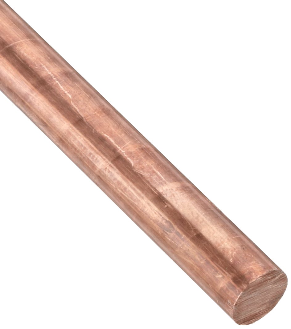 145 Copper Round Bar, Unpolished (Mill) Finish, H02 Temper, ASTM B301, 0.375" Diameter, 12" Length, OnlineMetals