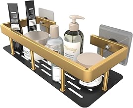 Bathroom Accessories - Multipurpose Aluminium Bathroom Shelf for Wall, Self-Adhesive Wall Mounted Bathroom Organiser Without Drill (1, Bathroom Shelf - Gold)