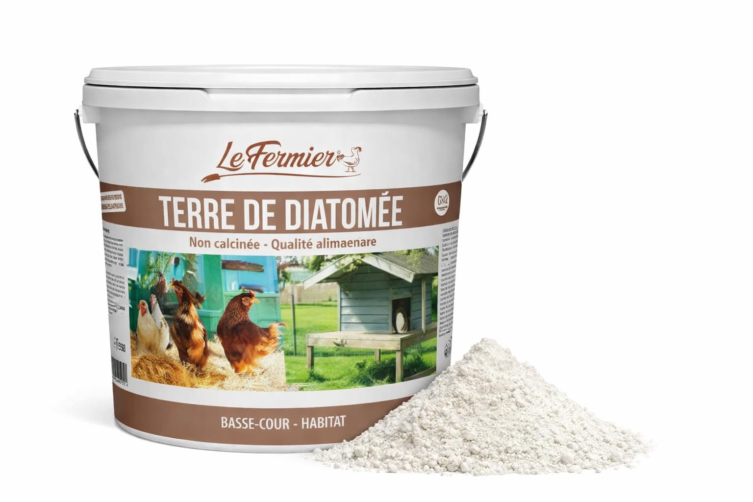 LE FERMIER Terre de Diatomée Poules 2.5 KG – Anti Poux Rouge & Puces & Parasites – 100% Naturelle – Assainit Poulailler – sans Danger pour Œufs