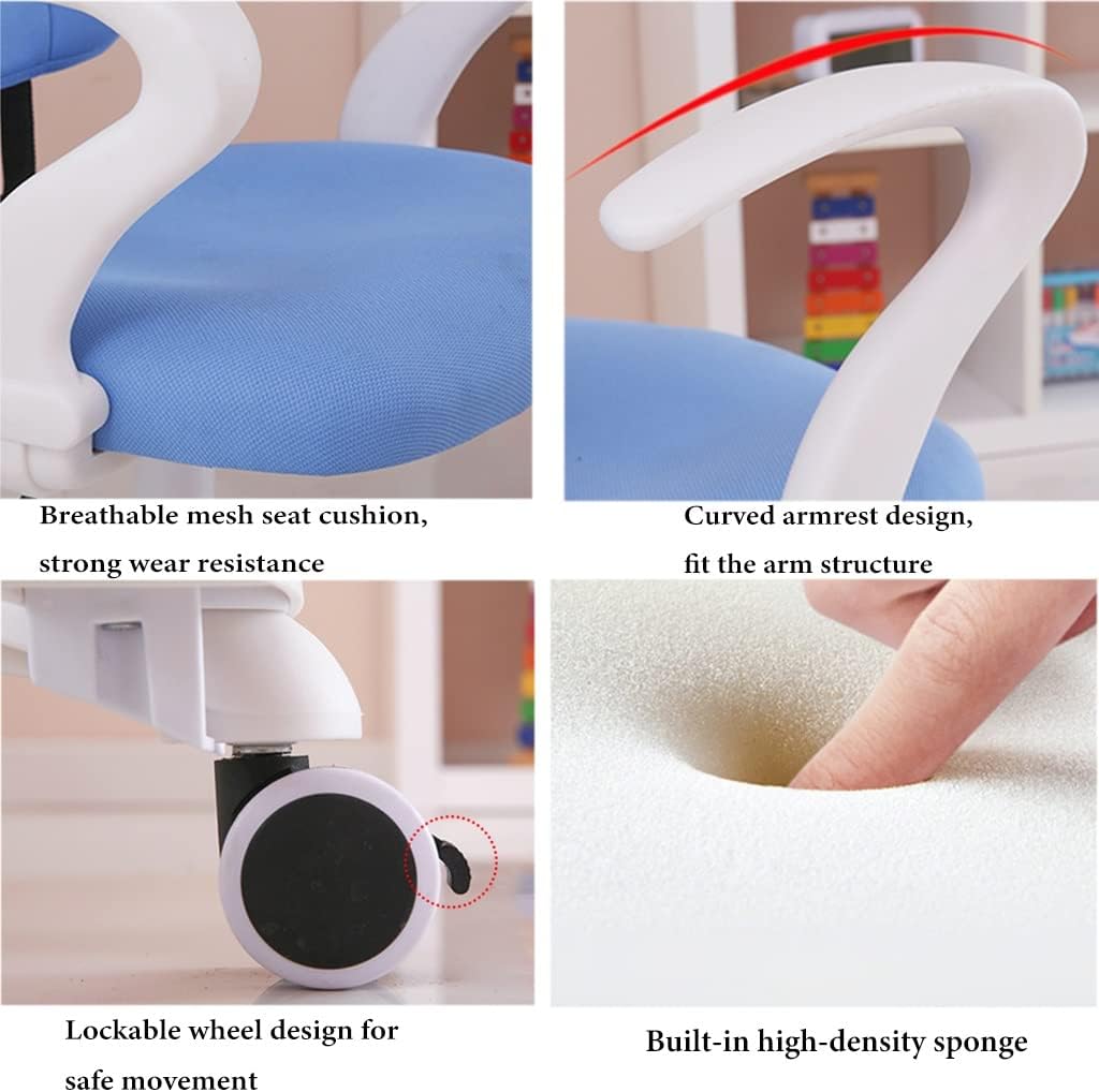 Kids Desk Chair for Boys Girls and Teens Kids Task Chair Computer Bedroom Office Study Chair Ergonomic Small Swivel Height Adjustable Chair with Lockable Wheel (Color : /Blue, Size : B2)