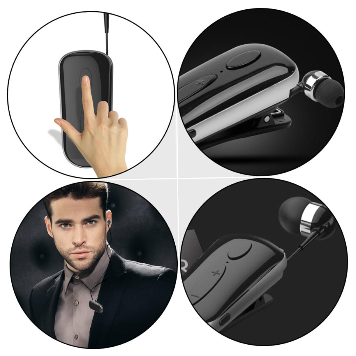 Cuffie wireless professionali con archetto ergonomico leggero e durevole per sport e telefonate nero