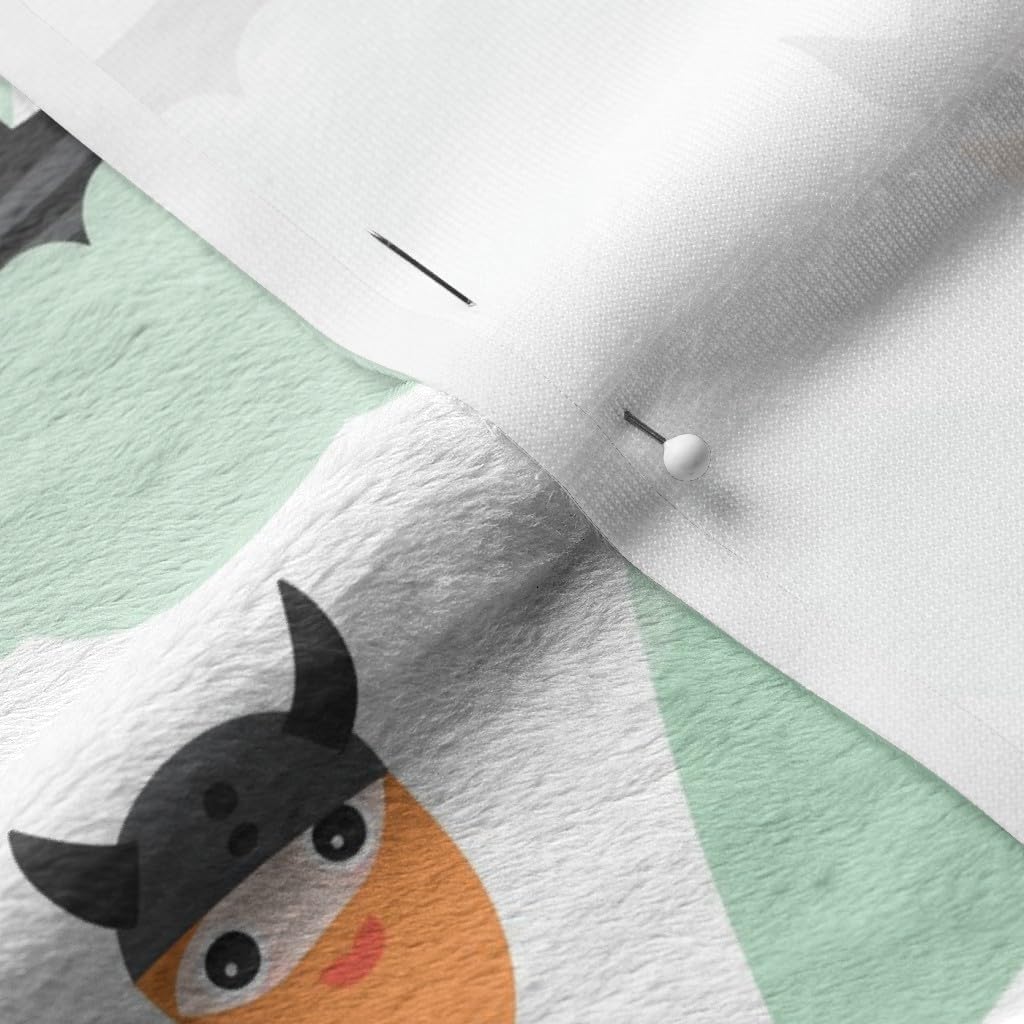 Spoonflower Fabric - Cute Kids Historical Hero Theme Viking Ship Whale Scandinavian Printed on Minky Fabric by The Yard - Sewing Baby Blankets Quilt Backing Plush