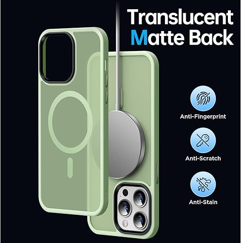 Miniatura 6 de Funda magnética para iPhone 14 Pro compatible con MagSafe Fuerte magnético Protección de grado militar de 10 pies Funda translúcida mate delgada