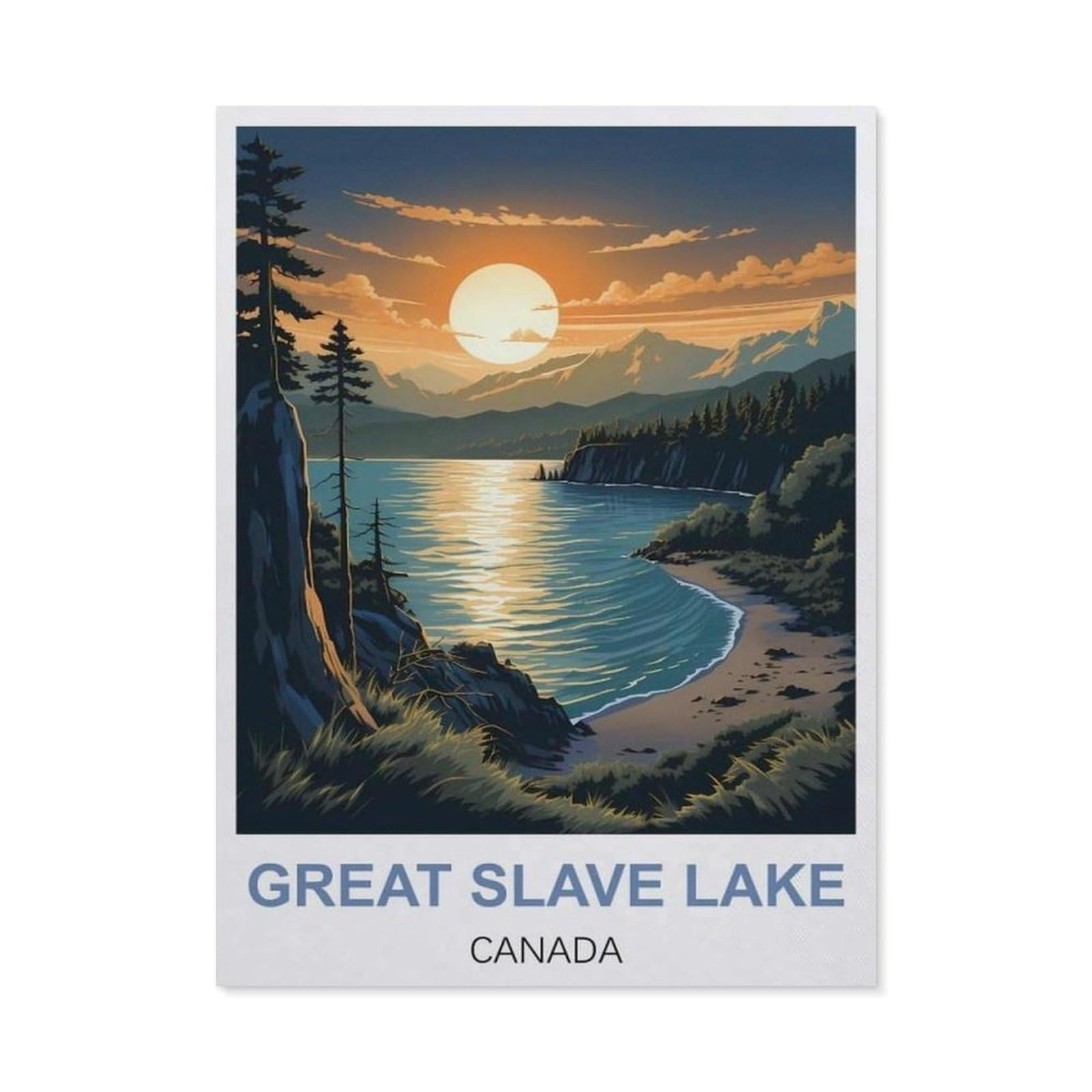 Funny Metal Tin Sign Wall Decor，Great Slave Lake Canada(30x40cm）