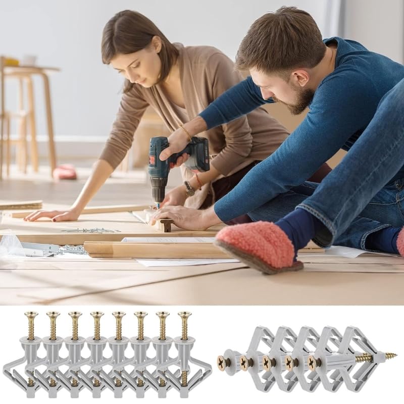 Lilianos Heavy Plasterboard Rawl Plugs & Screws Set Metal Fixings for Hollow Walls