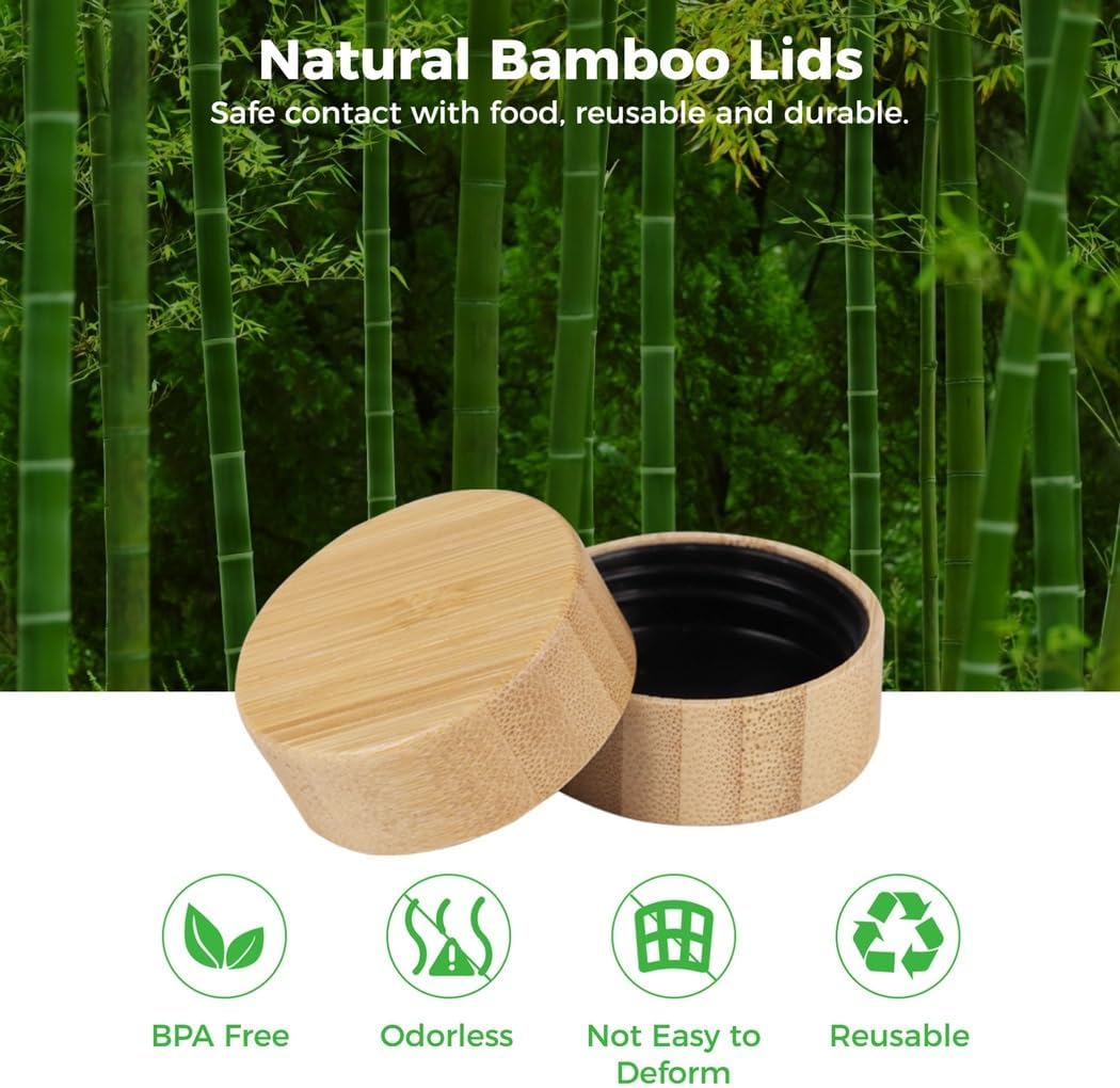 28-Piece Round Bamboo Jar Covers, Leakproof Wooden Lids For Mason Jars, Reusable Storage Tops For 4-Inch Opening Containers, Spice Jar Sealing Lids