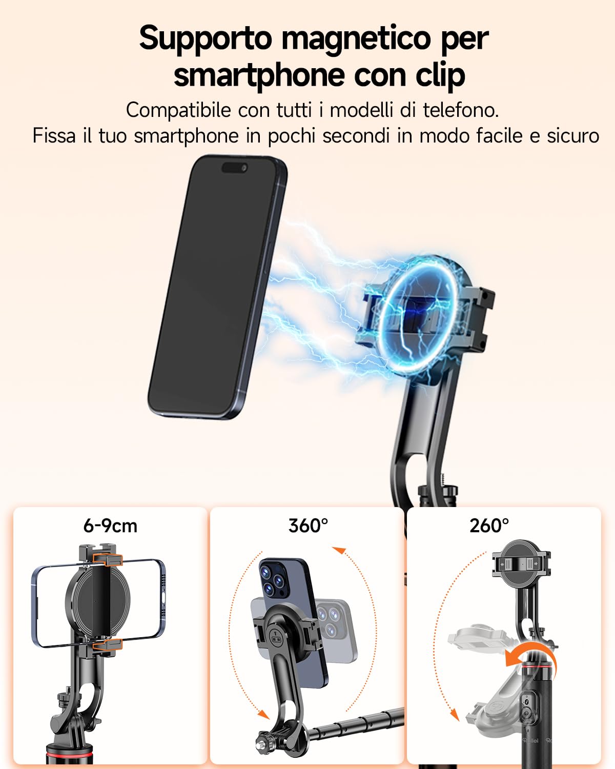 Rollei Treppiede Smartphone Magnetico 130cm Easy Creator MagPod Alluminio — immagine 14 di 16