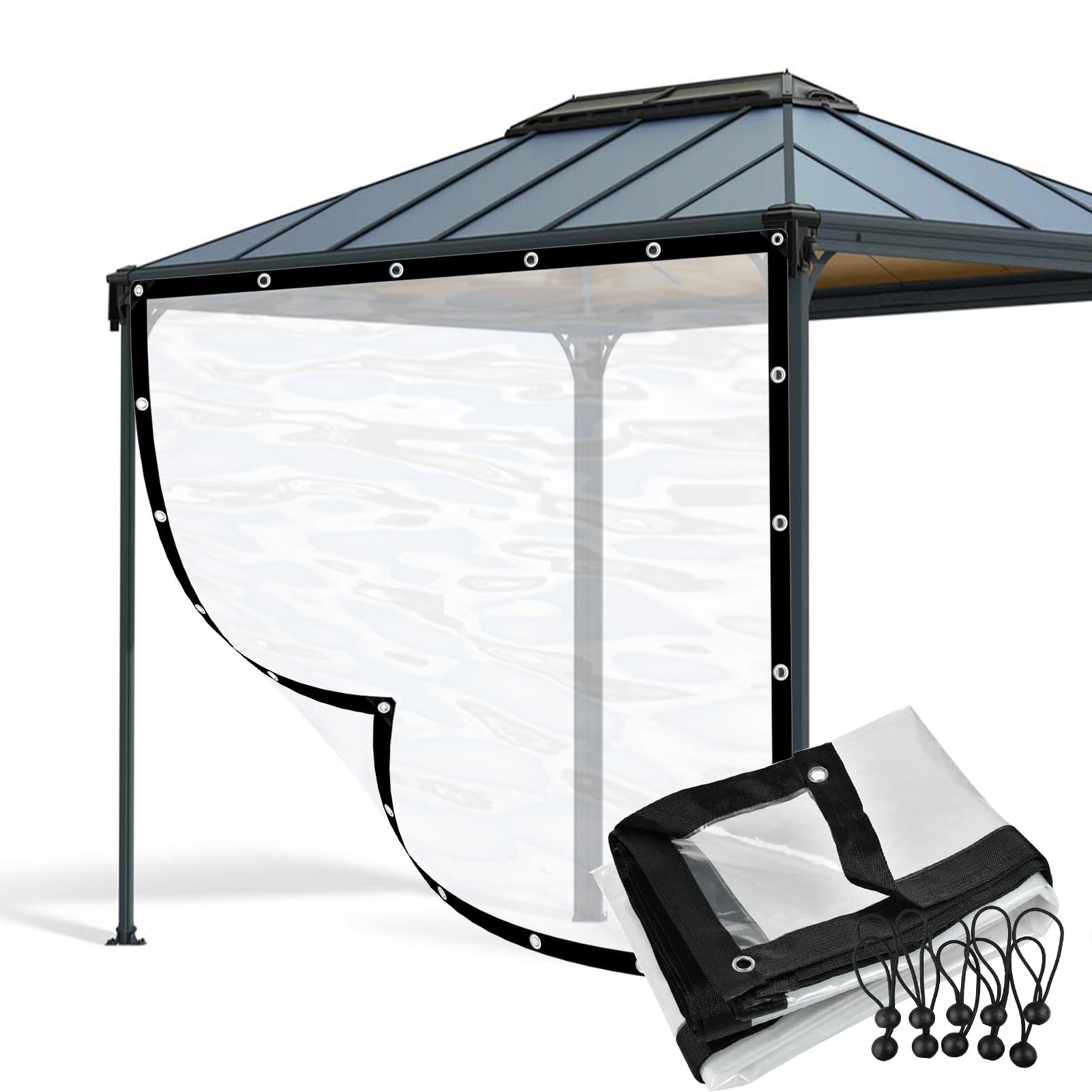 Tenda in vinile trasparente impermeabile per esterni, pannello laterale per pergola, patio, pergola, veranda, gazebo, tenda divisoria (2,5 x 5 m / 8.2x16.4ft)