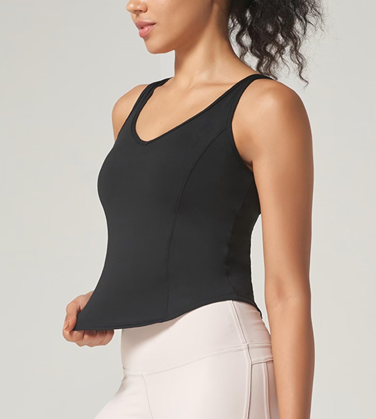 Rivccku Canotte per Donne con Reggiseno Incorporato, Canottiere Yoga Sport Palestra Corsa Allenamento Canottiere Senza Maniche