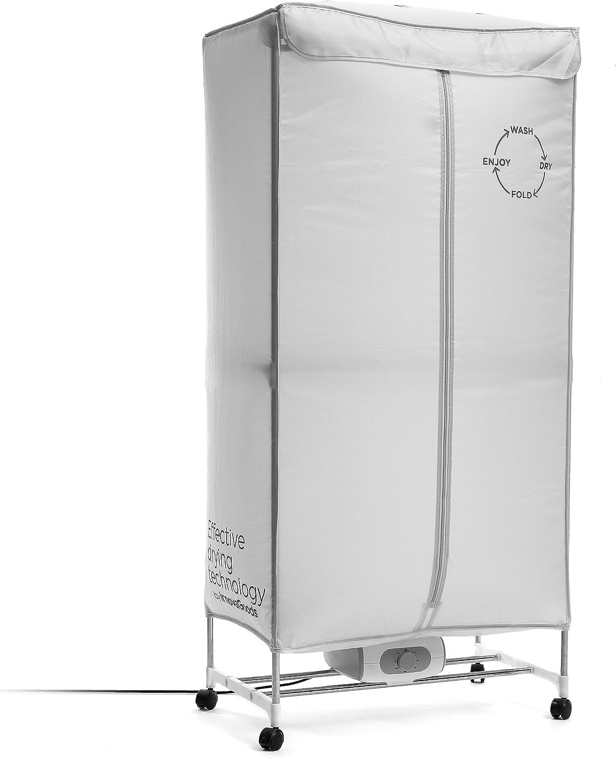 CELLUSTOP - Secador eléctrico portátil - Secador de aire caliente - Armario calefactor de doble altura 15 kg - Esterilización antibacteriana - Temporizador - 1200 W - Gris