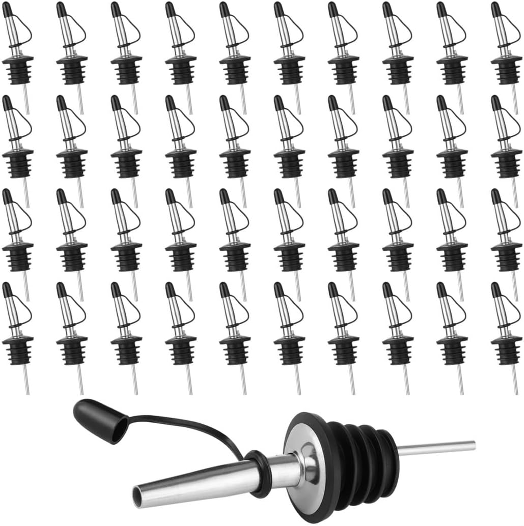 Stainless Steel Liquor Pour Spouts, 120 Pcs Bottle Pourers Accompanied By Dust Caps, Wine Pourer, Leak-Proof Dispenser For Water Oil Beer Vinegar