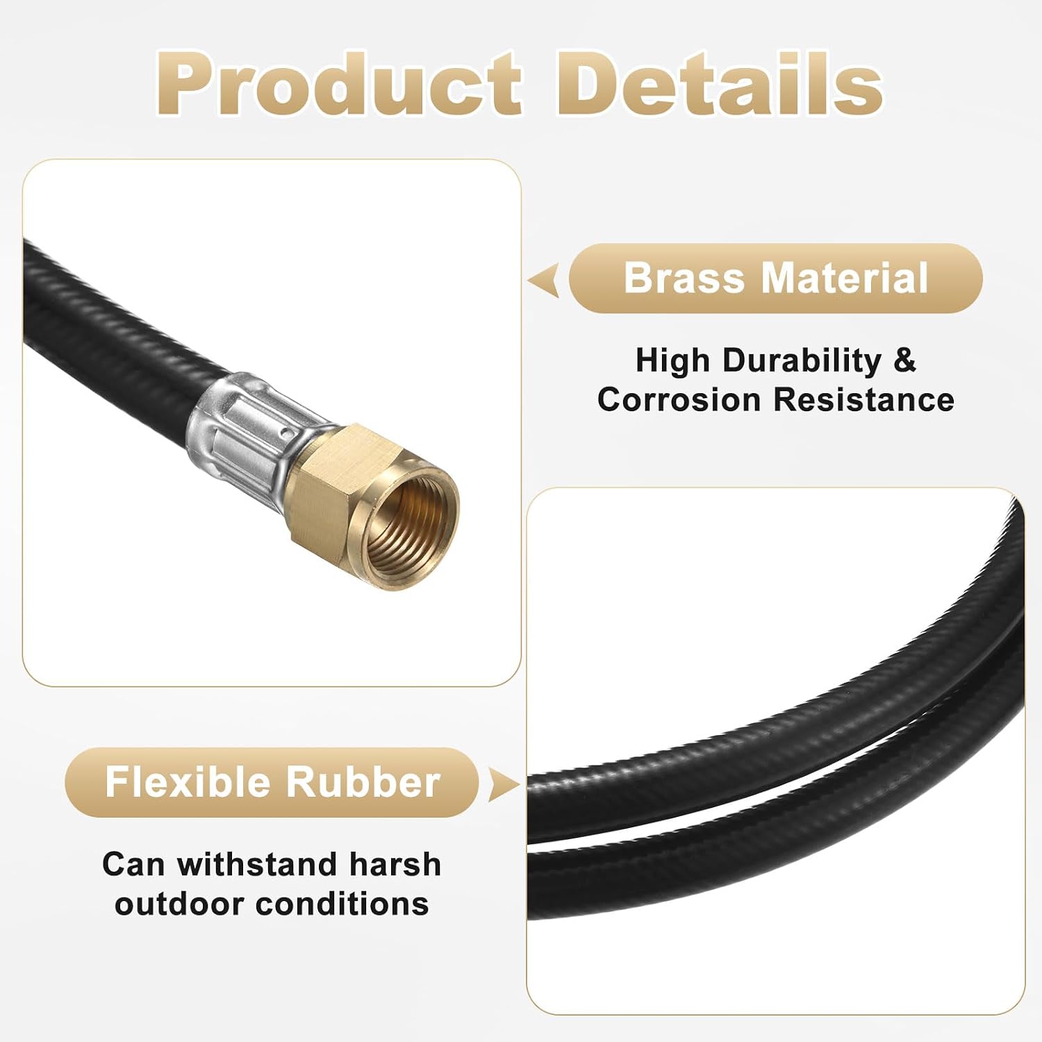 M METERXITY 2-Pack Propane Hose Connector Assembly, 3 Feet / 90cm Both 3/8" Female Flare RV Quick Connect Extension Hose for Gas Grill/RV/Heater/Fire Pit