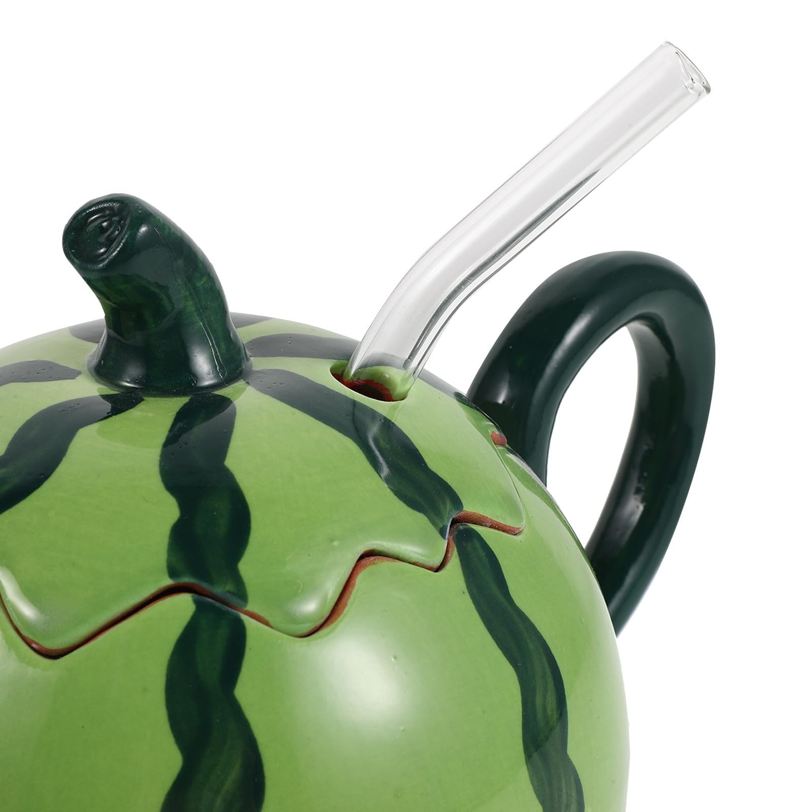 VALICLUD Keramik Wassermelonenbecher mit Deckel und Strohhalm 500ml
