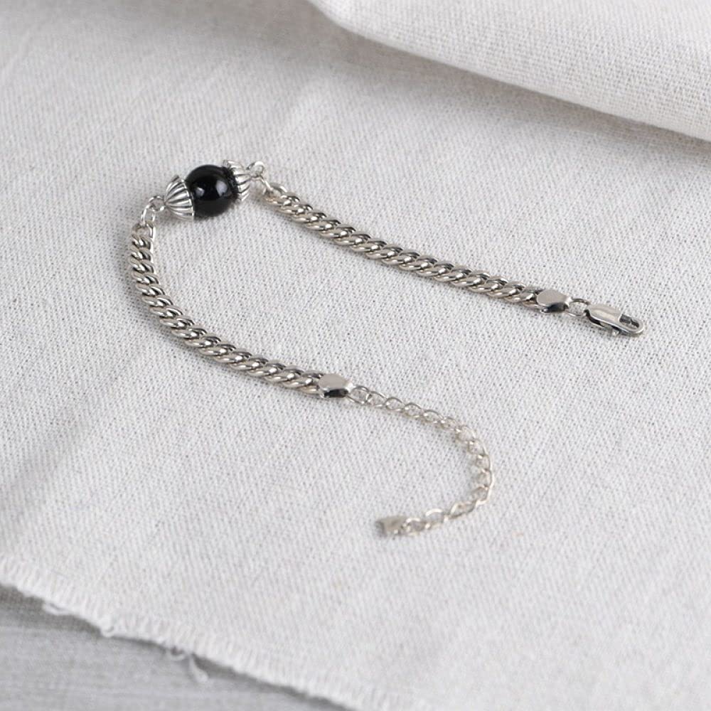 Bracciale Argento Donna,Bracciale Da Donna In Argento Sterling 925 Bracciale Vintage Cinese Bracciale Intarsiato Di Zirconi Neri Gioielli Da Donna In Argento Regali Per Sorelle Amiche Coppie Mamma