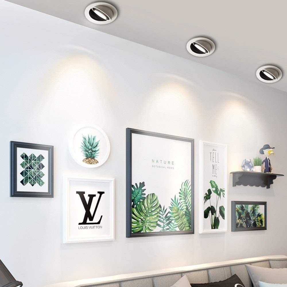 Wpuszczane lampy sufitowe, 7W COB Płaski reflektor Nowoczesny salon Dekoracyjne oświetlenie sufitowe Regulowany kąt rozsyłu światła Przeciwodblaskowy Wysoka Ra Wbudowana lampa panelowa Przejście, okno