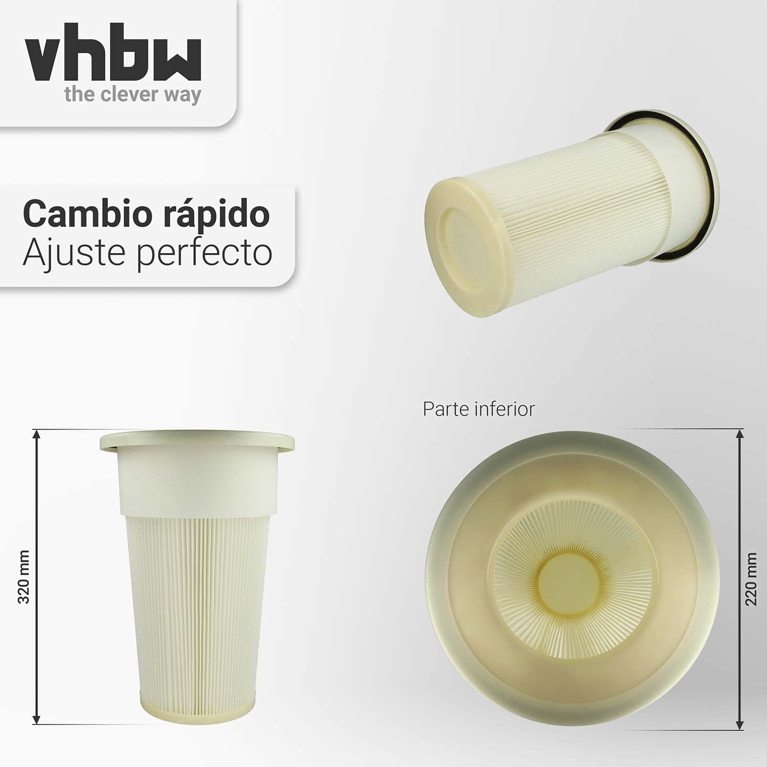 vhbw Filtro plisado reemplaza Dustcontrol 42028 para aspiradora | blanco lavable