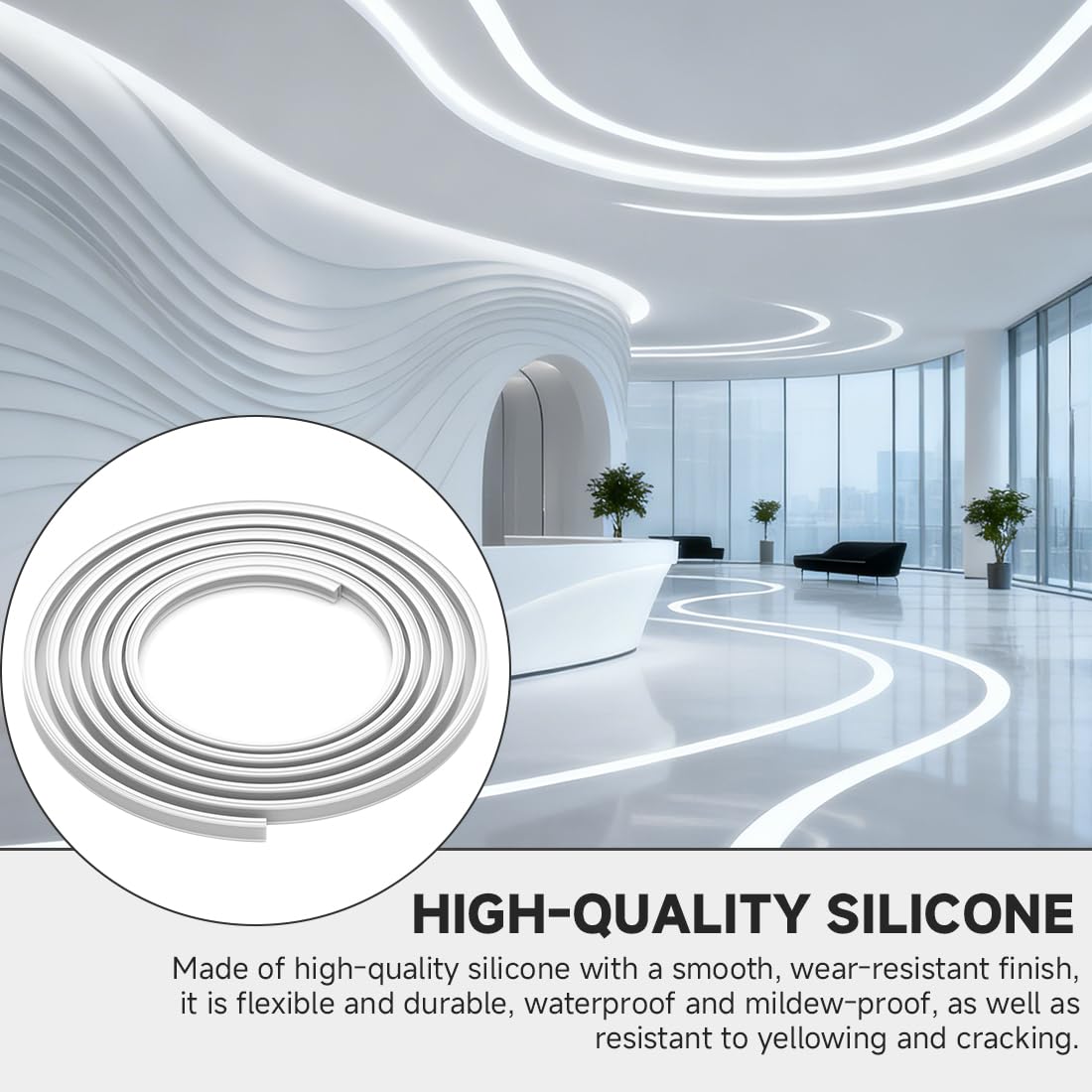 FCOB T1212 3M Neon Silikon Profile Milchweiß Silikon Kanal 120°Flexibel Auflichtbeleuchtung für ≤10mm COB SMD LED Streifen(Nicht inhalt LED Streifen)