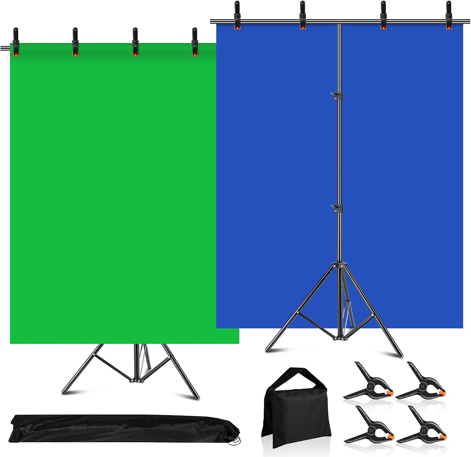 MSKIRA Blue Green Screen Backdrop with Stand Kit, 6.5 X 6