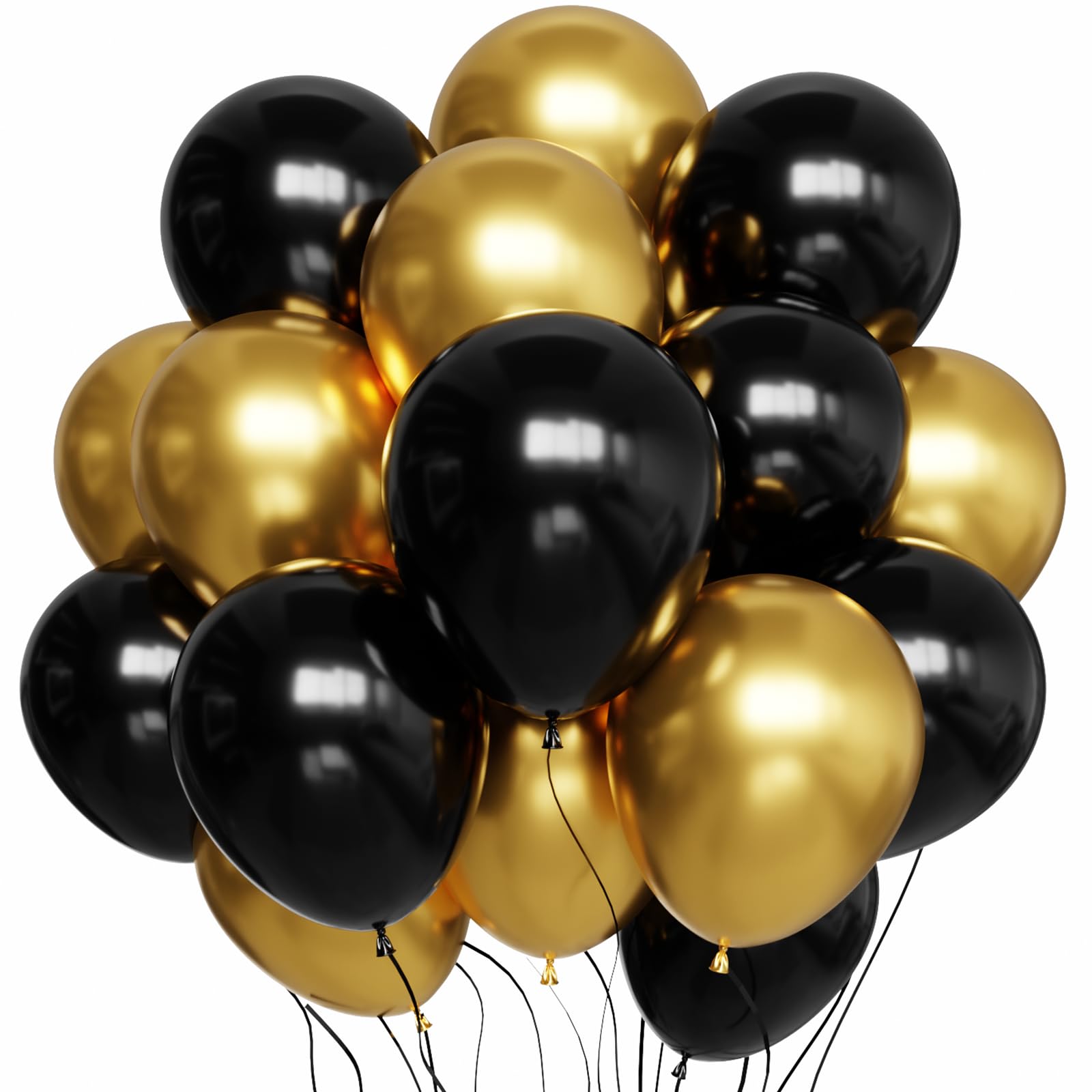 Photo 1 of YMSZ Black and Gold Balloons, 100pcs 12 Inch