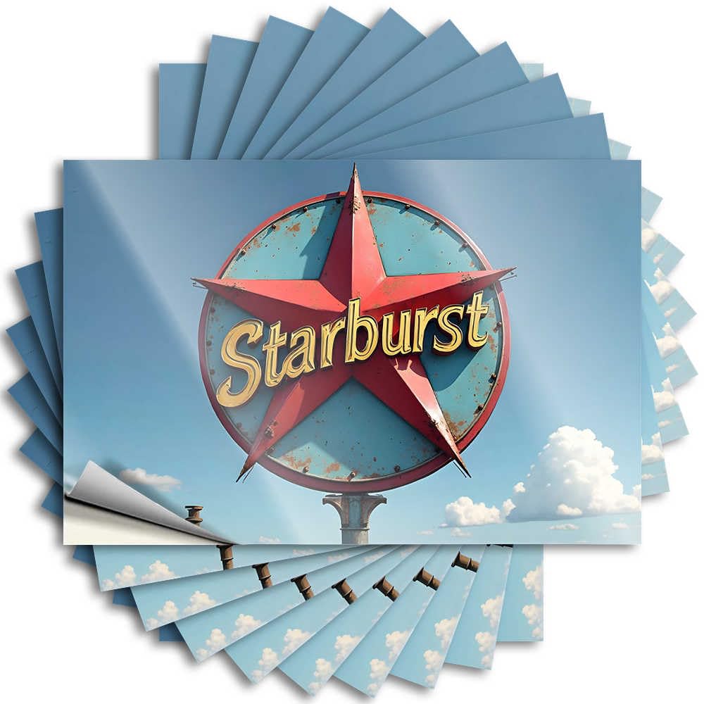 Funny Sticker Fall Easy Apply | Vintage Starburst Sign Against A Clear Blue Sky Encouragement Bottle Peel and Stick(6X9CM)