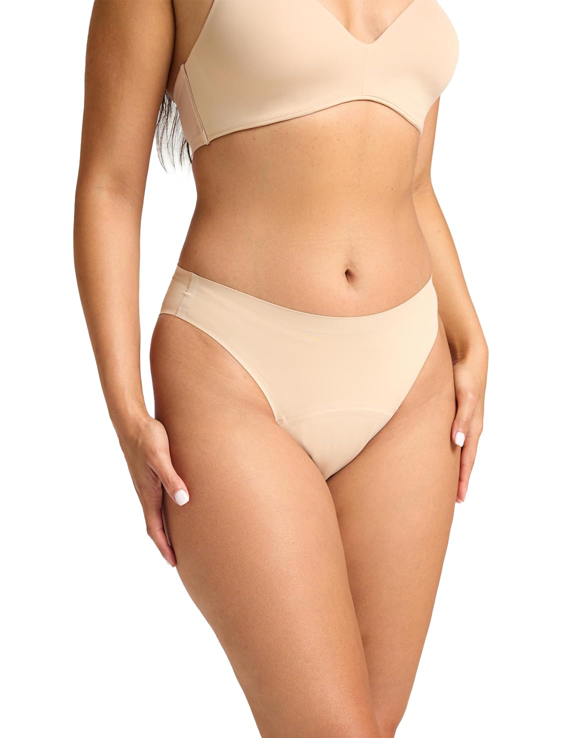 Modibodi Women's Beige Leak-Proof Black Bikini Period Pants - Moderate 30Ml Absorbency - Cashew