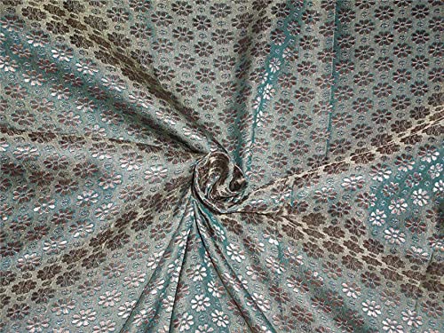 Tissu brocart vert bleu doré BRO131 au yard pour couture et ameublement