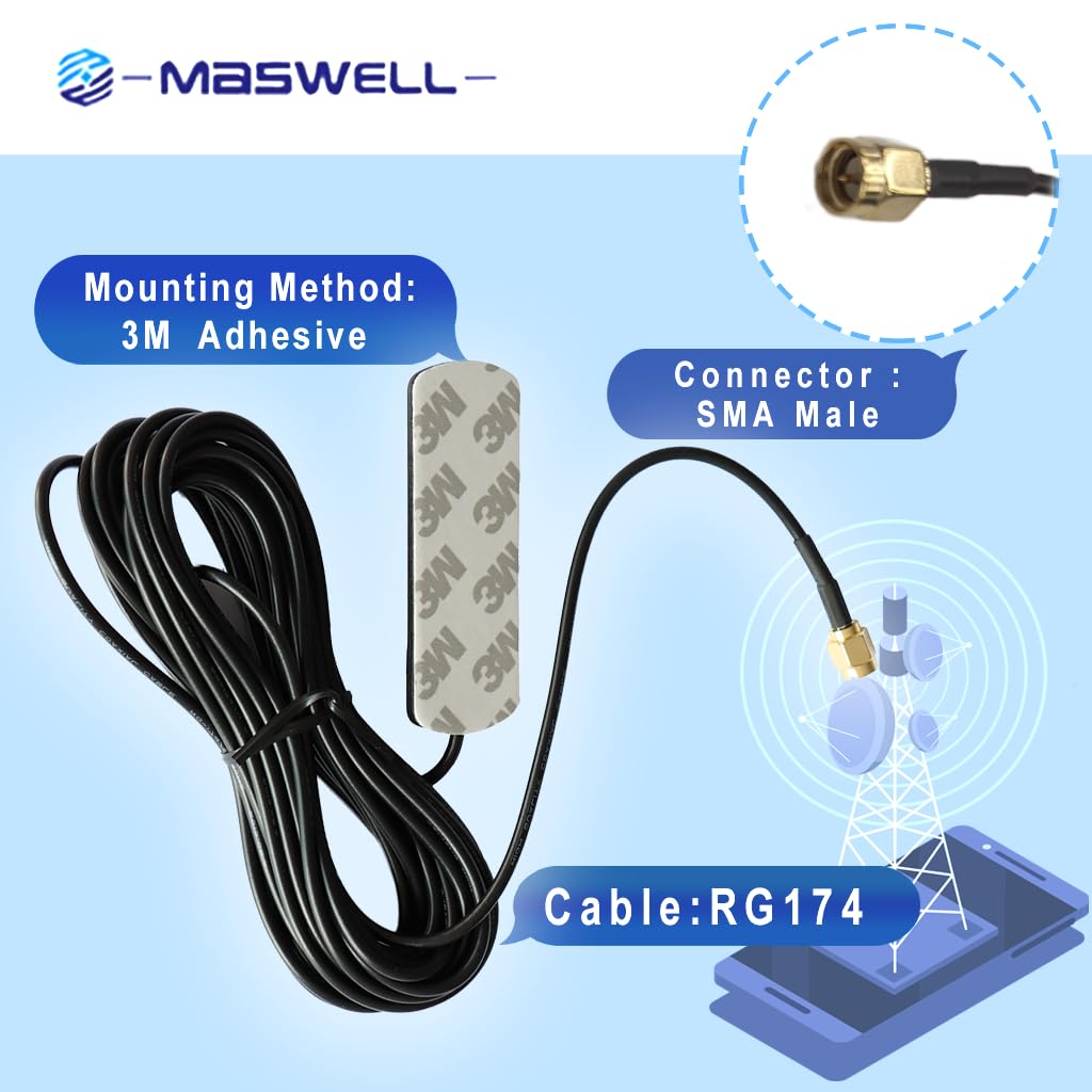 4G LTE Cellular 3G GSM Antenna 698-2690MHz Short Patch Adhesive Mount