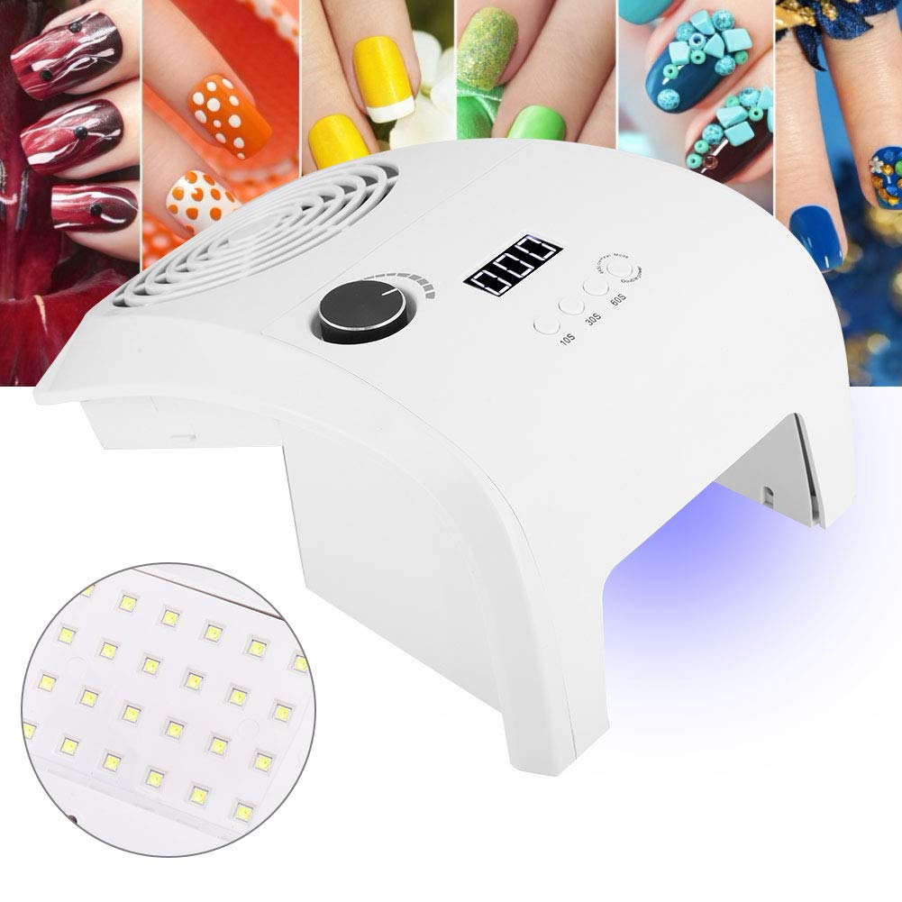 Aspirador profesional de uñas de 80 W con succión potente, colector de polvo integrado y lámpara LED de curado (24 luces), ideal para salones y uso doméstico, compatible con enchufe europeo