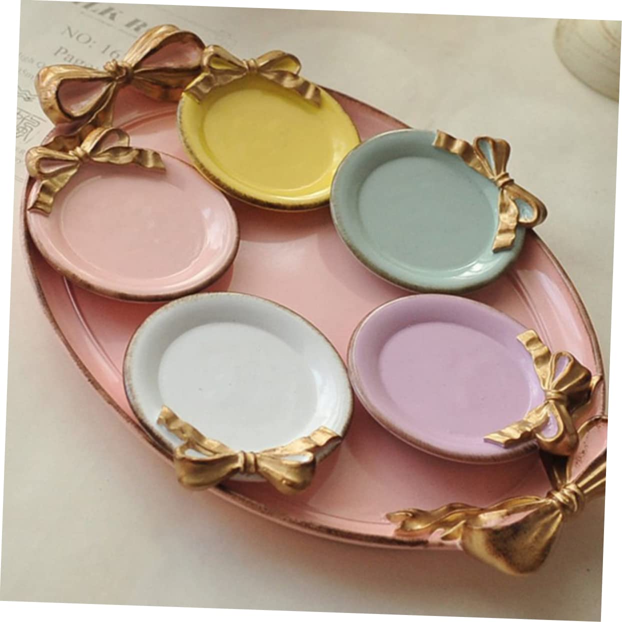 BESPORTBLE Fruit Platter Tray for Parties Decorative Round Dessert Plates Tiered Tray Decorations Jewelry Bowl Dish Trinket Dish Food Trays Serving Tray Cake Serving Platter Pastry Blue