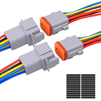 Exqutoo 2Pack 8-Pin Waterproof DT Connector Male and Female Wire Connectors with 16AWG 105 600V Wires and Heat Shrink Tubes, Applicable for Automotive Electrical Connections