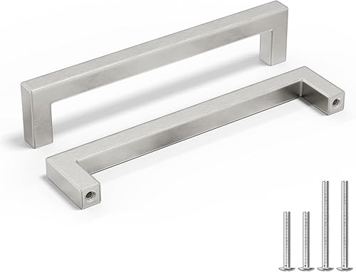 Miniatura 9 de Homdiy - Tiradores cuadrados de níquel cepillado para gabinetes de cocina tiradores modernos de acero inoxidable para cajones, modelo HDJ12SN