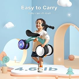 Colorful Lighting Baby Balance Bike Toys for 1 Year Old Boy Girl Gifts, 10-36 Month Toddler Balance Bike, No Pedal 4 Silence Wheels & Soft Seat First Riding on Toys, 1st Birthday Gifts