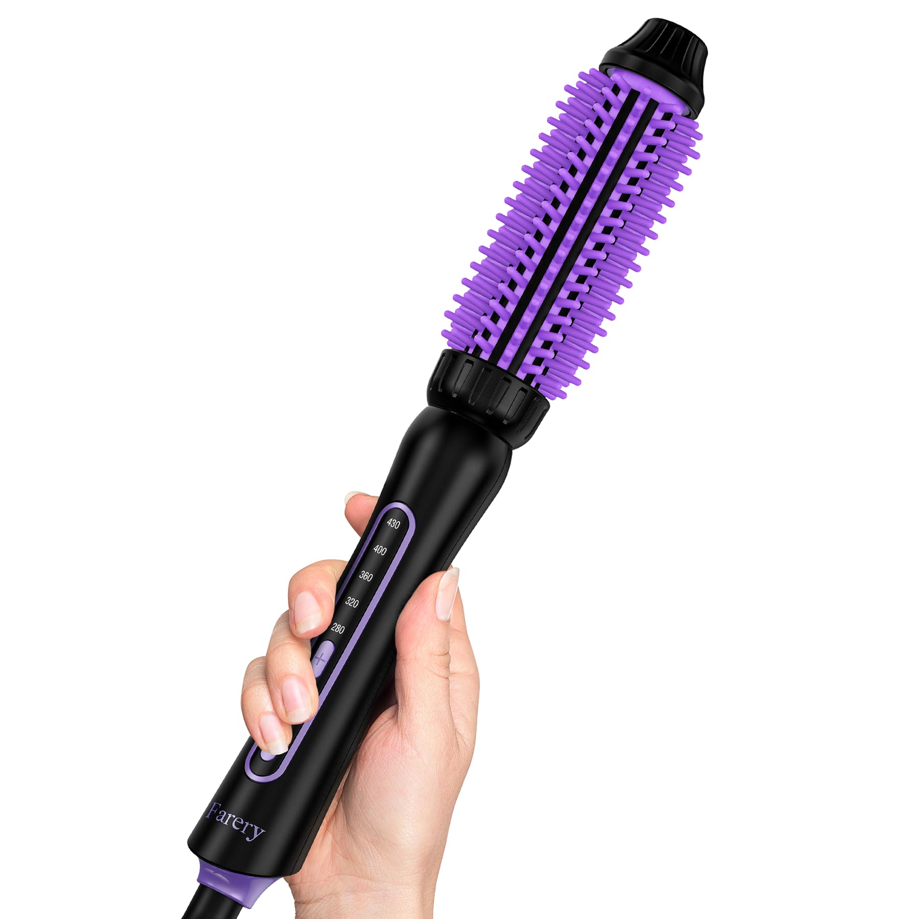 1 Inch Thermal Brush, Flexible Silicone Bristles Mini Curling Iron Brush, Anti-Scald Curling Wand, Ceramic Tourmaline Hot Brush for Short Hair, 5 Temperatures,Dual Voltage