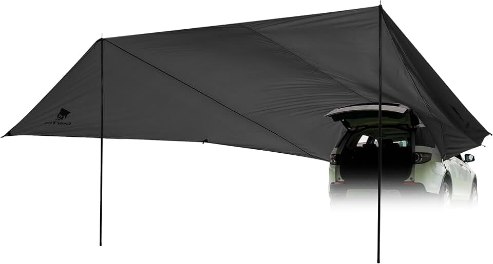 GEERTOP Large Car Awning Tarp for Camping Backpacking Tarp SUV Tailgate Truck Canopy Sun Shade Waterproof Outdoor Rear Vehicle Awning Shelter for Van, MPV, Campers Global Recycled Standard