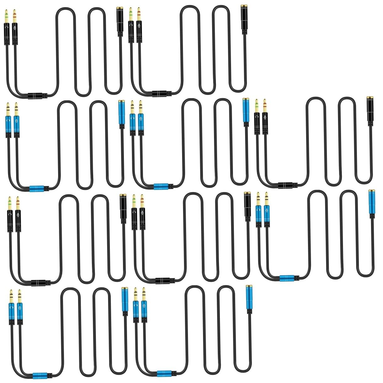 DOITOOL 10 Pezzi Cavo di trasferimento virgola due audio e cavo sdoppiatore microfono del computer adattatore jack cuffie adattatore cuffie jack accessorio informatico accessorio audio