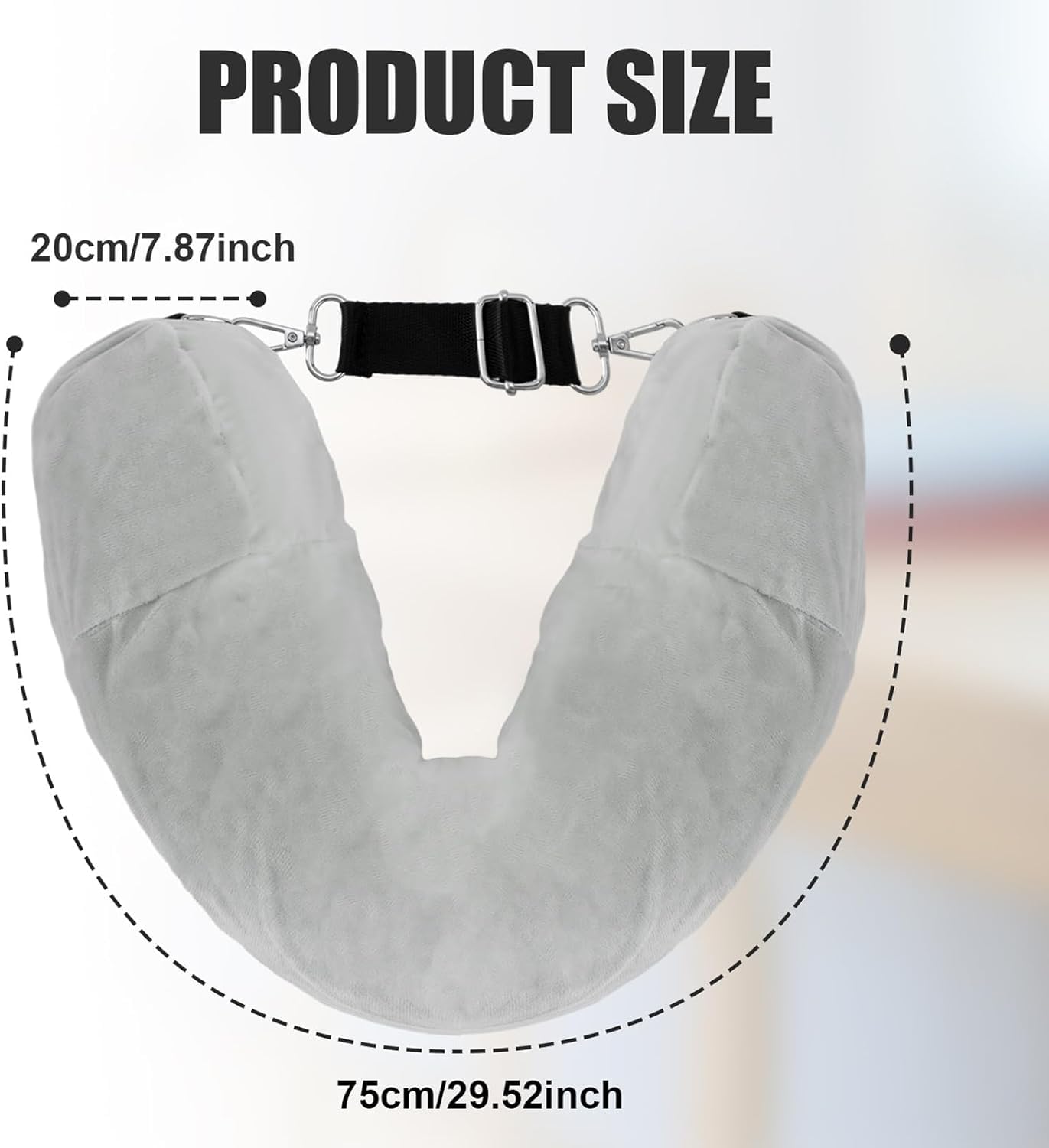 Almohada para El Cuello Almohada De Viaje Rellenable para El Cuello con Compartimento para Guardar Ropa Soporte de Viaje de Cojín(Grey)