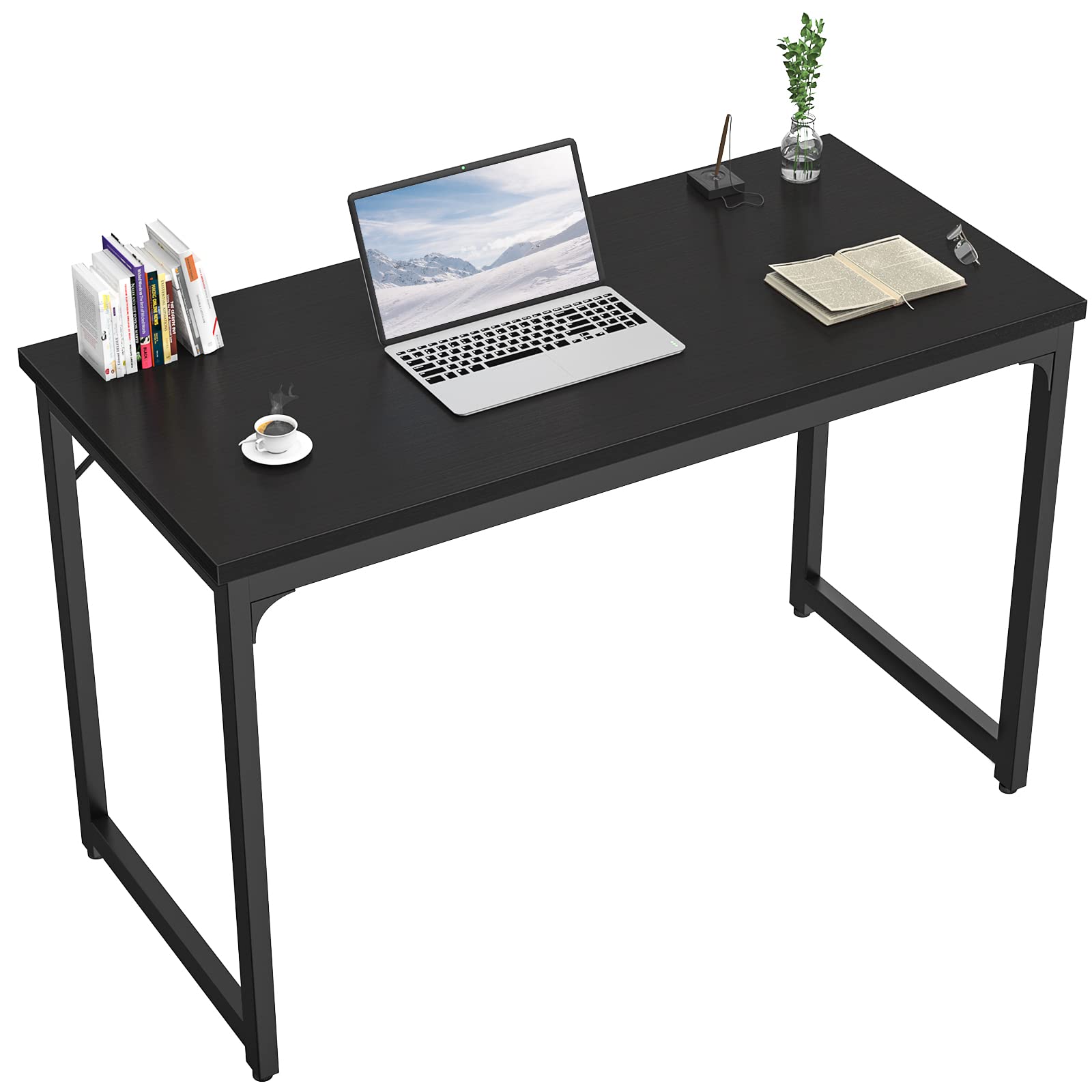 Tycholite Writing Computer Desk Modern Sturdy Office Desk PC Laptop Notebook Study Table for Home Office Workstation, Black