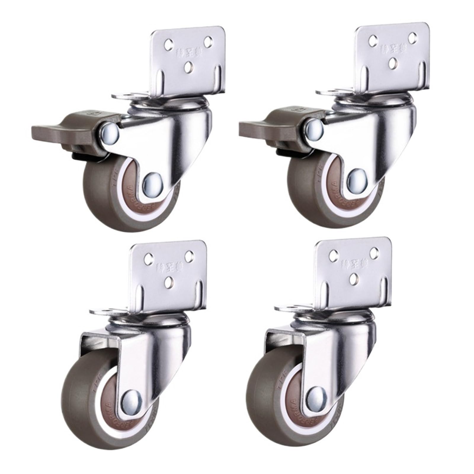 4pcs Furniture Casters Wheels Soft Rubber Swivel Caster Quite Roller For Trolley Baby Crib Bed Household Accessory(Red,1.0 Inch)