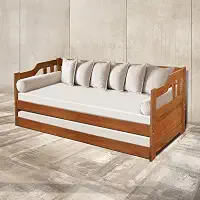 Sofá Cama Madeira Maciça Rústico Solteiro - Castanho