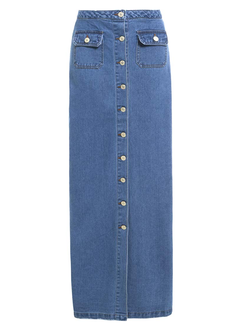 SS7 Nouvelles Femmes Jeans Jupe Longue, Bleu Denim,Tailles 8 pour 18